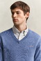 Gant Classic Cotton V-Neck Trui Denim Blue