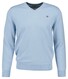 Gant Classic Cotton V-Neck Trui Fresh Blue