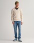 Gant Classic Cotton V-Neck Trui Licht Beige Melange