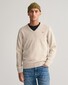 Gant Classic Cotton V-Neck Trui Licht Beige Melange