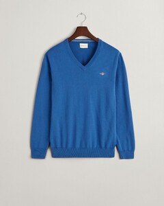 Gant Classic Cotton V-Neck Trui Rich Blue