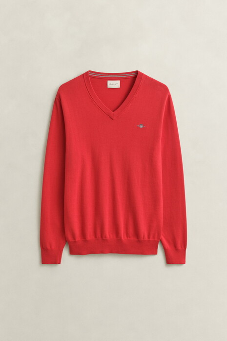 Gant Classic Cotton V-Neck Trui Rose Red