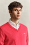 Gant Classic Cotton V-Neck Trui Rose Red
