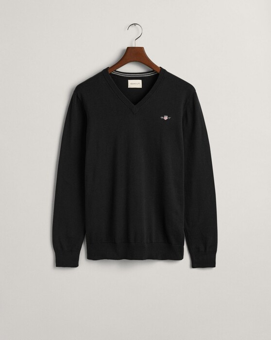 Gant Classic Cotton V-Neck Trui Zwart