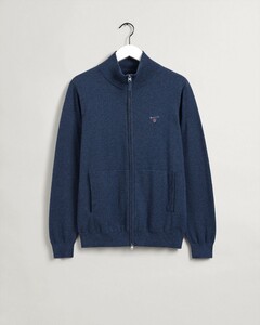 Gant Classic Cotton Zip Cardigan Vest Dark Jeansblue Melange
