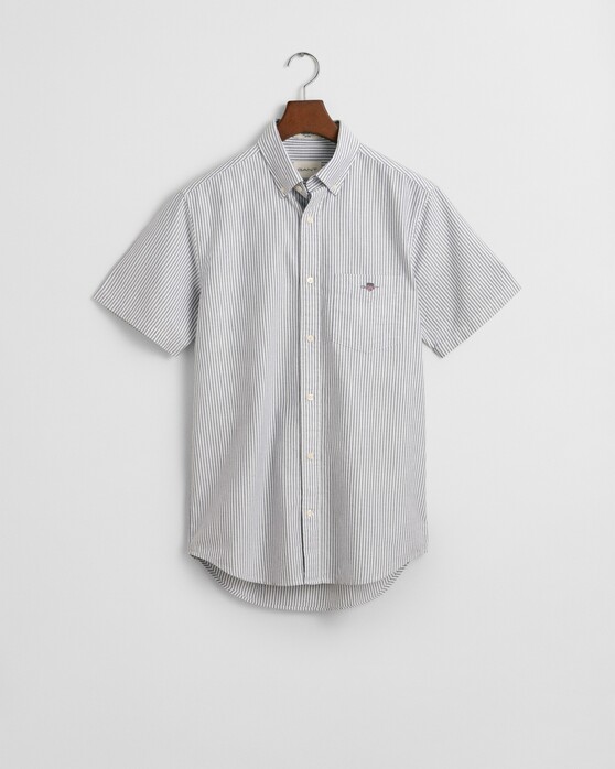 Gant Classic Oxford Stripe Button-Down Short Sleeve Overhemd Persian Blue