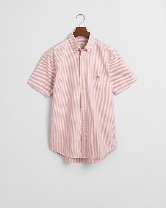 Gant Classic Oxford Stripe Button-Down Short Sleeve Overhemd Ruby Red