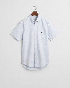 Gant Classic Oxford Stripe Button-Down Short Sleeve Shirt Light Blue