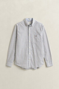 Gant Classic Poplin Check Button-Down Overhemd Taupe Beige