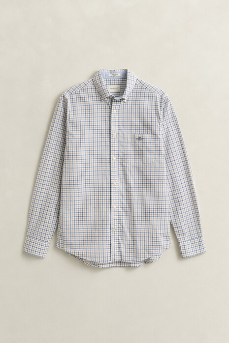 Gant Classic Poplin Check Button-Down Overhemd Taupe Beige