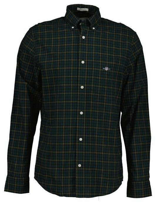 Gant Classic Poplin Check Overhemd Tartan Green