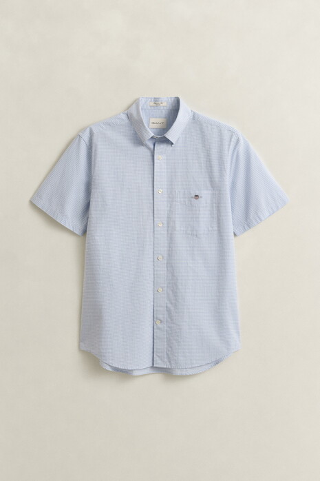 Gant Classic Poplin Gingham Check Button-Down Overhemd Licht Blauw