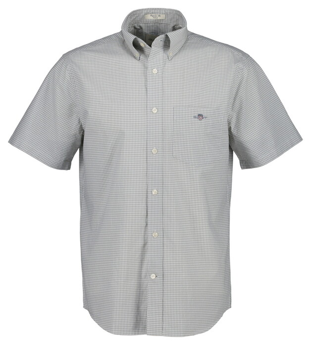 Gant Classic Poplin Gingham Check Button-Down Overhemd Pewter Grey
