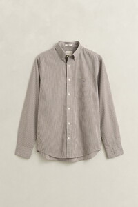 Gant Classic Poplin Gingham Check Overhemd Faded Taupe