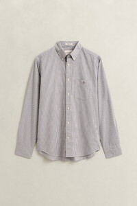 Gant Classic Poplin Gingham Check Overhemd Midden Grijs