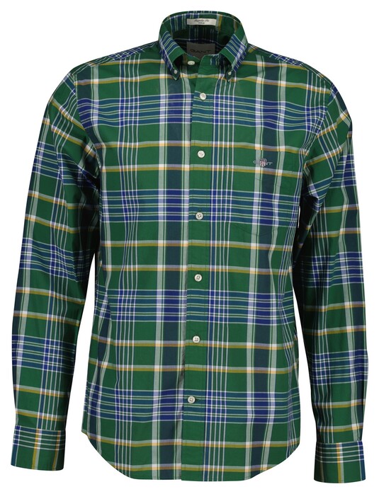 Gant Classic Poplin Multi Check Overhemd Forest Green