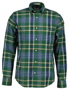 Gant Classic Poplin Multi Check Shirt Forest Green