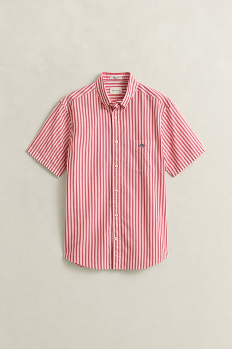 Gant Classic Poplin Stripe Short Sleeve Overhemd Rose Red