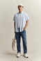 Gant Classic Poplin Stripe Short Sleeve Overhemd Sky Blue