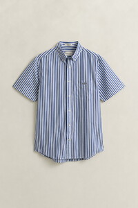 Gant Classic Poplin Stripe Short Sleeve Shirt College Blue