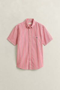 Gant Classic Poplin Stripe Short Sleeve Shirt Rose Red