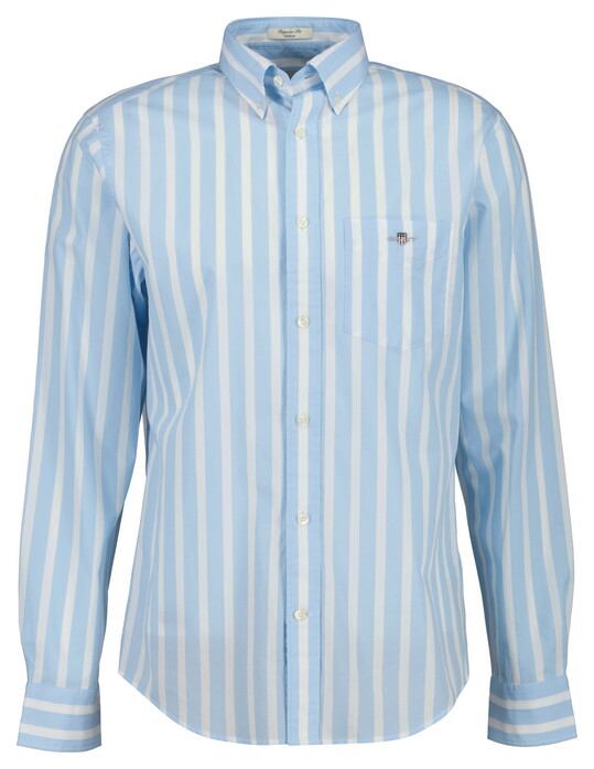 Gant Classic Poplin Wide Stripe Button-Down Overhemd Sky Blue