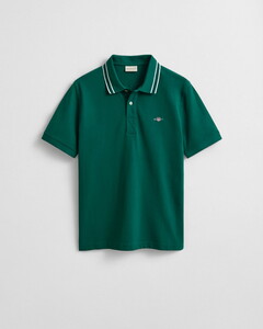 Gant Collar Tipping Contrast Short Sleeve Poloshirt Deep Forest Green