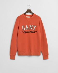 Gant Connecticut Graphic Sweatshirt Crew Neck Pullover Deep Orange