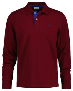 Gant Contrast Piqué Long Sleeve Rugger Pullover Plumped Red