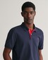 Gant Contrast Piqué Short Sleeve Subtle Stretch Polo Avond Blauw