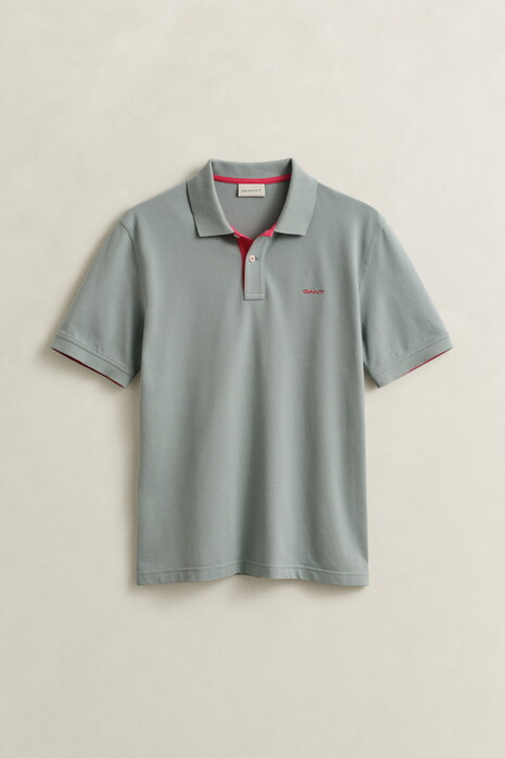 Gant Contrast Piqué Short Sleeve Subtle Stretch Polo Ceramic Grey