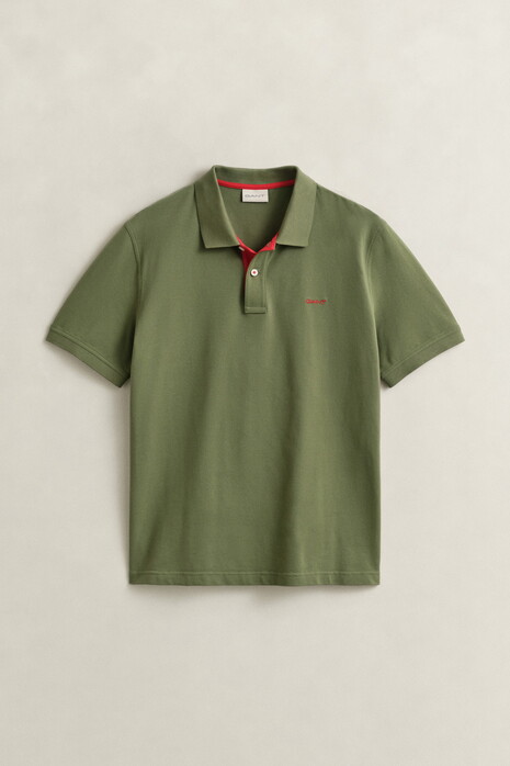 Gant Contrast Piqué Short Sleeve Subtle Stretch Polo Dry Herb Green