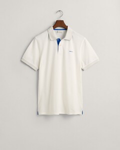Gant Contrast Piqué Short Sleeve Subtle Stretch Polo Eggshell