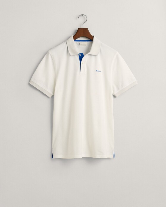 Gant Contrast Piqué Short Sleeve Subtle Stretch Polo Eggshell