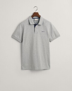 Gant Contrast Piqué Short Sleeve Subtle Stretch Polo Grijs Melange