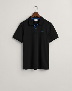 Gant Contrast Piqué Short Sleeve Subtle Stretch Polo Zwart