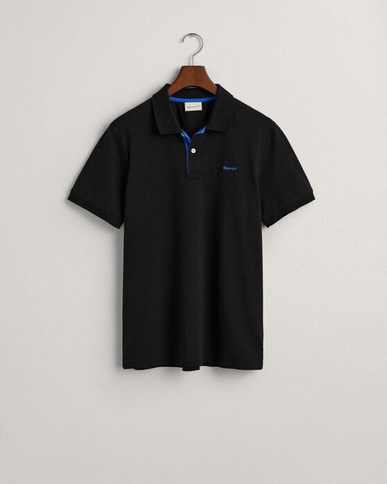 Gant Contrast Piqué Short Sleeve Subtle Stretch Polo Zwart