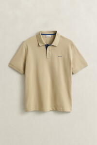 Gant Contrast Piqué Short Sleeve Subtle Stretch Poloshirt Oat Beige