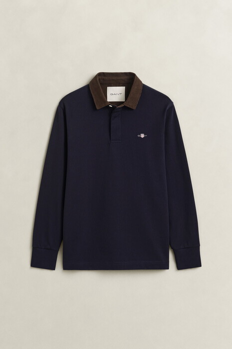 Gant Corduroy Polo Collar Heavy Rugger Trui Avond Blauw