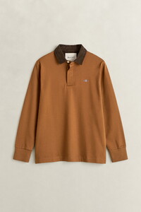 Gant Corduroy Polo Collar Heavy Rugger Trui Caramel Brown