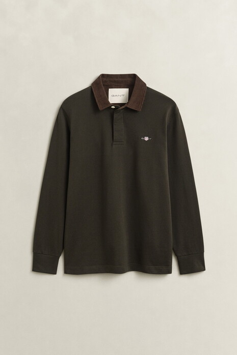 Gant Corduroy Polo Collar Heavy Rugger Trui Dark Moss Green