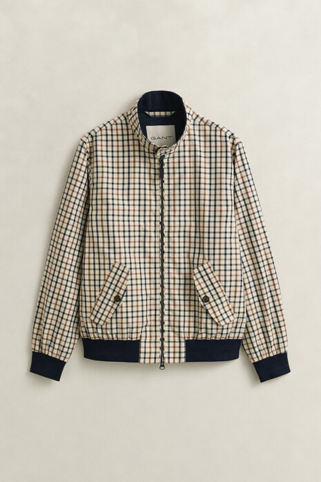 Gant Cotton Blend Harrington Check Jack Mahogany Brown