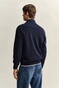 Gant Cotton Blend Rib Half Zip Trui Avond Blauw