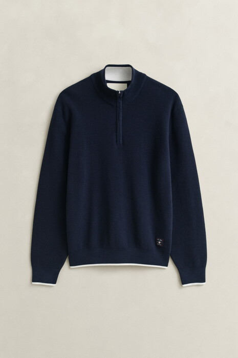 Gant Cotton Blend Rib Half Zip Trui Avond Blauw