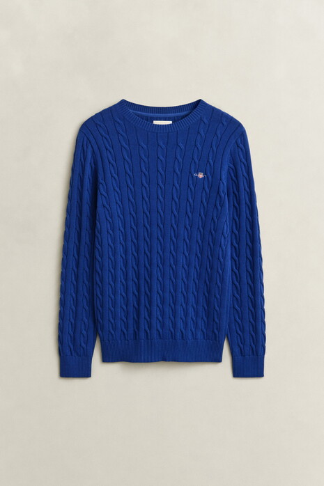 Gant Cotton Cable Crew Neck Pullover Blue