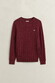 Gant Cotton Cable Crew Neck Pullover Deep Grape Wine