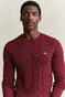 Gant Cotton Cable Crew Neck Pullover Deep Grape Wine