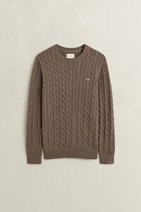 Gant Cotton Cable Crew Neck Pullover Faded Taupe