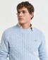 Gant Cotton Cable Crew Neck Pullover Fresh Blue
