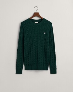 Gant Cotton Cable Crew Neck Pullover Green